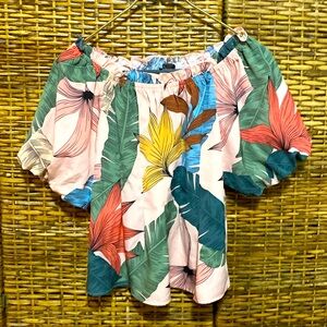 EUC Milk & Honey Pink blue green floral Blouse S